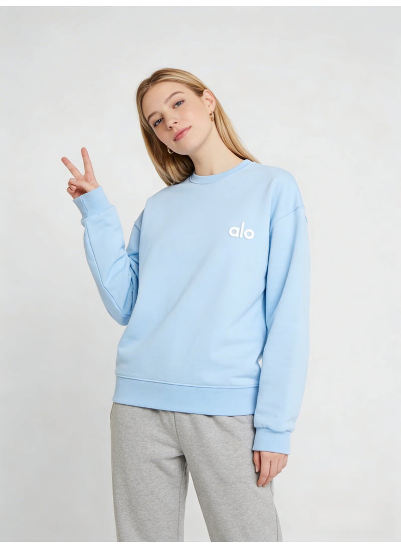 Alo World Classic Sky Blue Crewneck Sweatshirt for Everyday Wear - Image 4